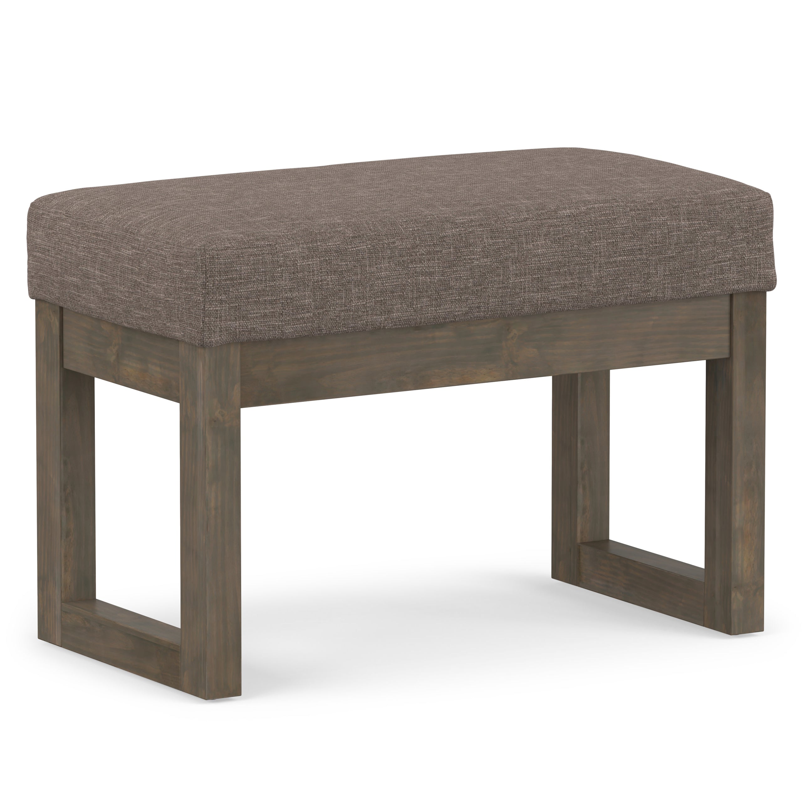 Fawn Brown Linen Style Fabric | Milltown Small Ottoman Bench in Linen