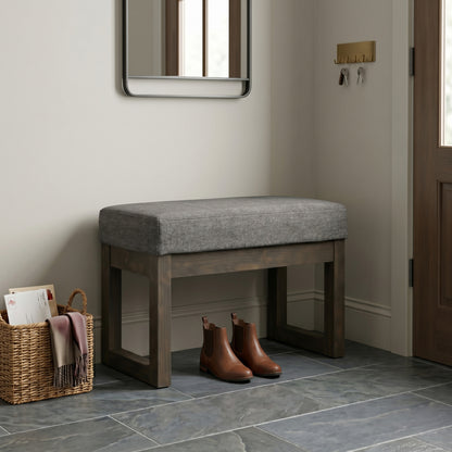 Grey Linen Style Fabric | Milltown Small Ottoman Bench in Linen