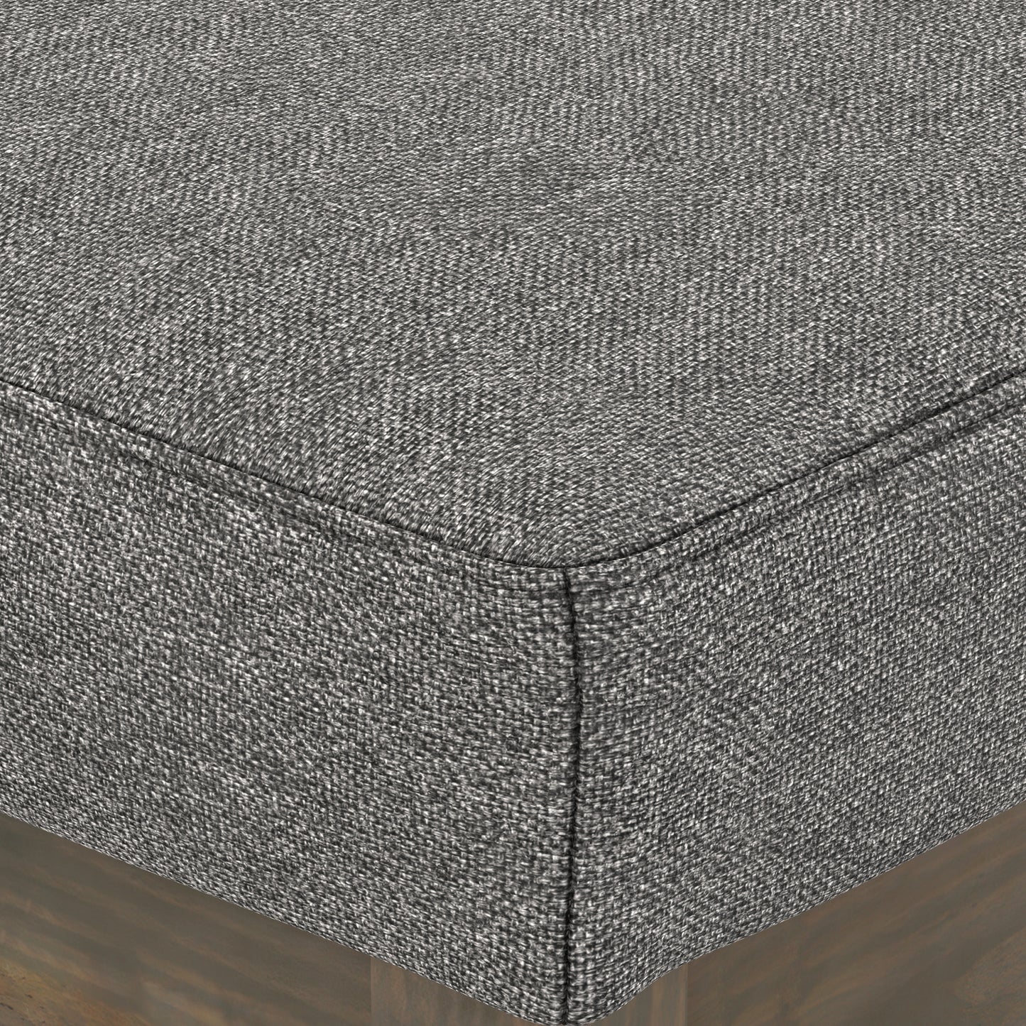 Grey Linen Style Fabric | Milltown Small Ottoman Bench in Linen