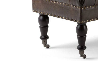 Distressed Brown Distressed Vegan Leather | Henley Tufted Ottoman