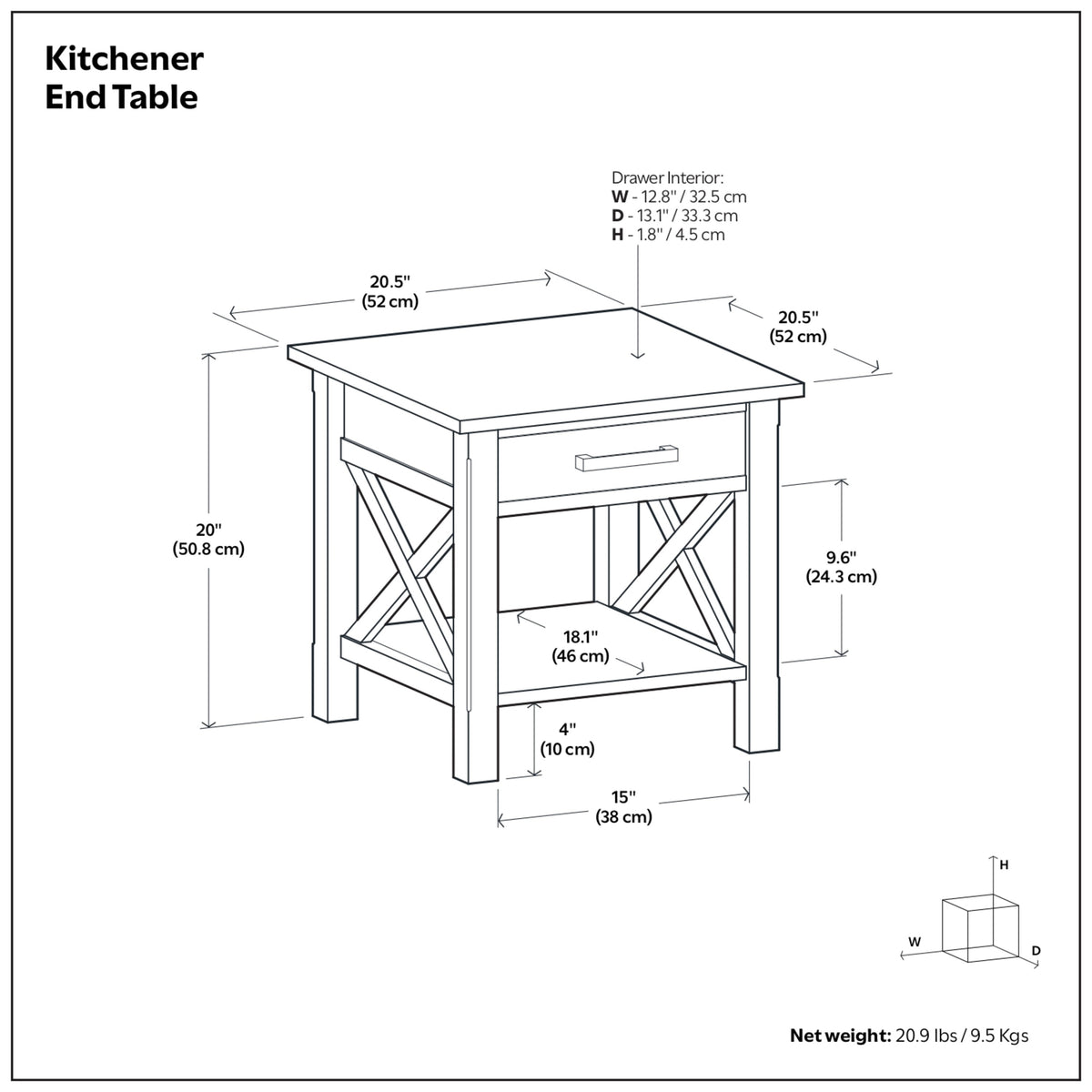 Medium Saddle Brown | Kitchener End Table