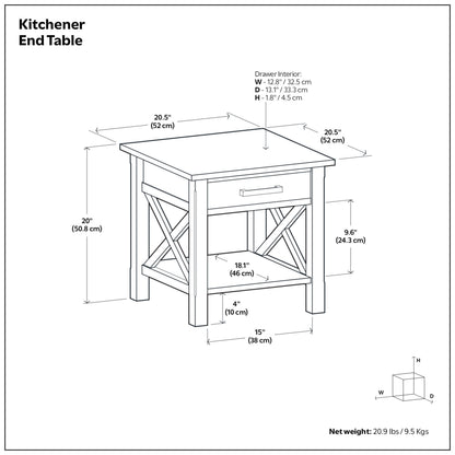 Medium Saddle Brown | Kitchener End Table