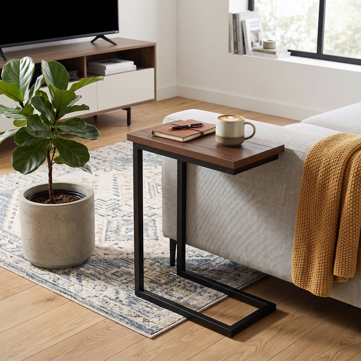 Dark Cognac Brown Black | Skyler C Side Table