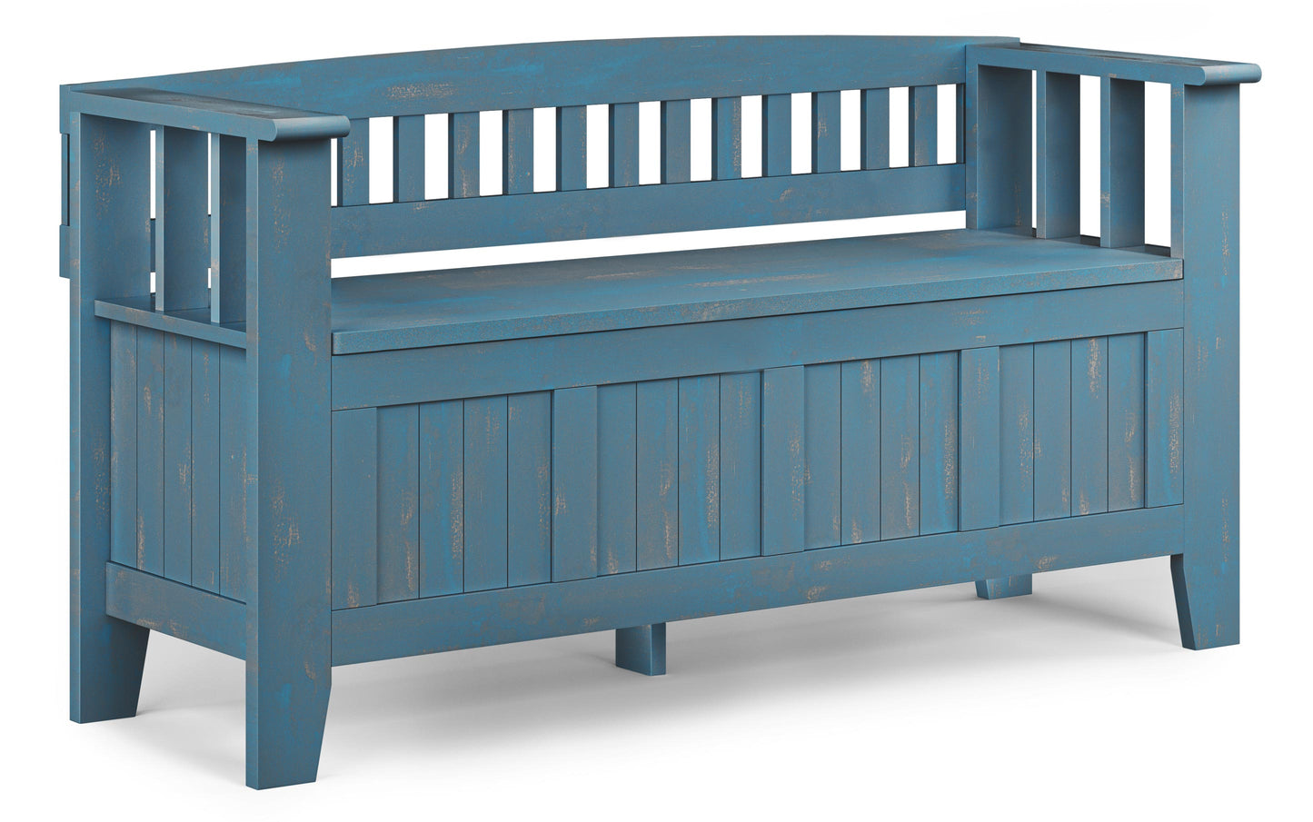 Distressed Coastal Blue | Acadian 48-inch Storage Bench and 36-inch Cabinet