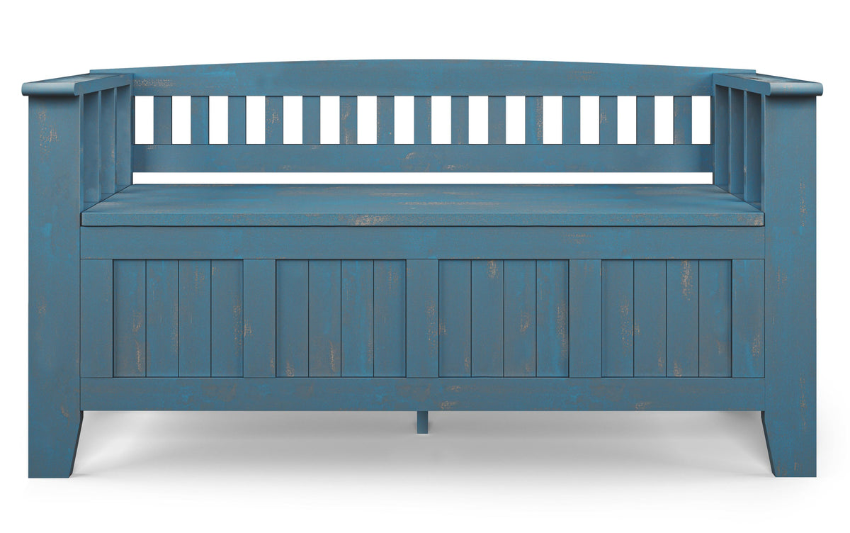 Distressed Coastal Blue | Acadian 48-inch Storage Bench and 36-inch Cabinet