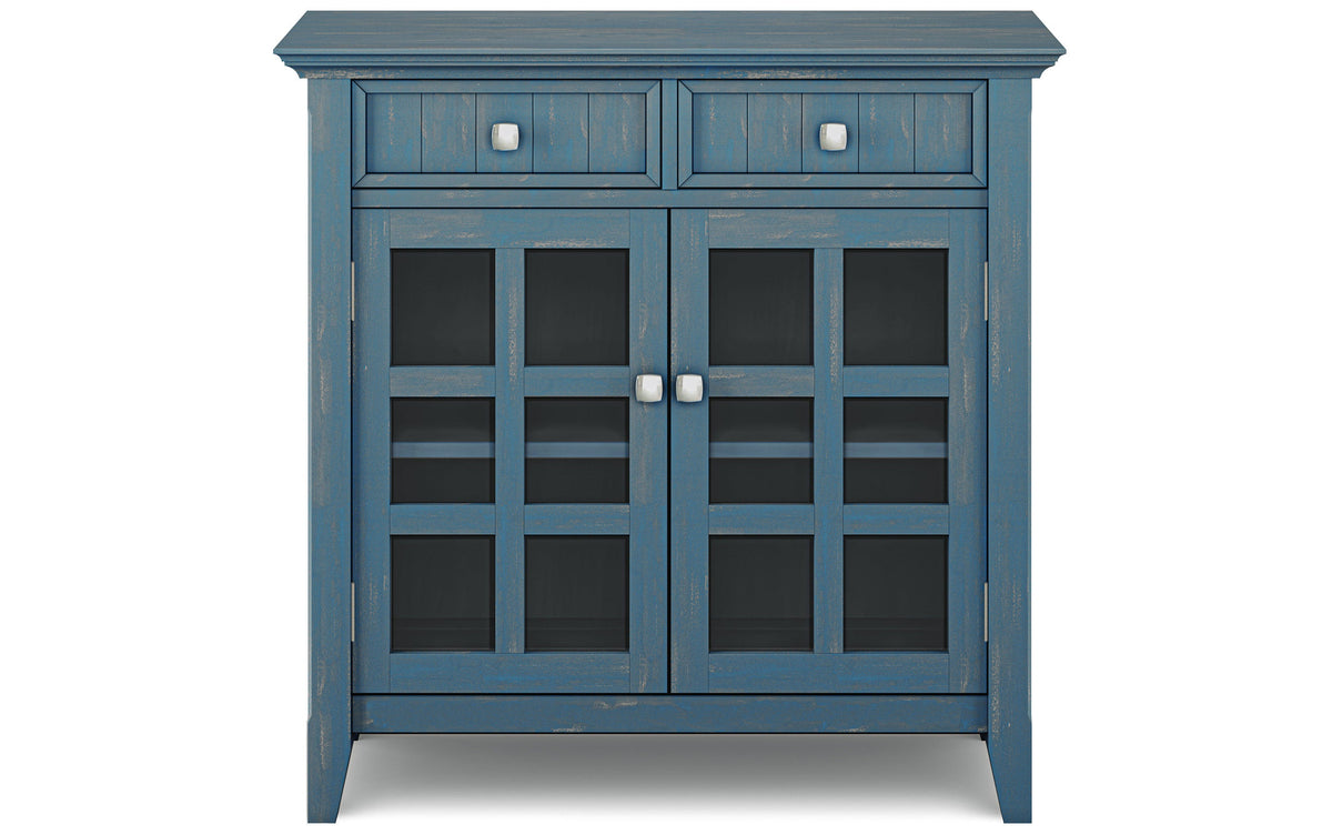 Distressed Coastal Blue | Acadian 48-inch Storage Bench and 36-inch Cabinet