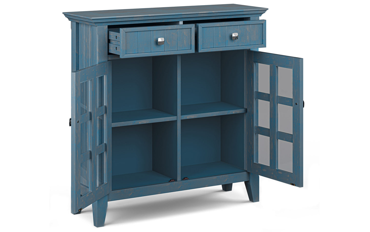Distressed Coastal Blue | Acadian 48-inch Storage Bench and 36-inch Cabinet