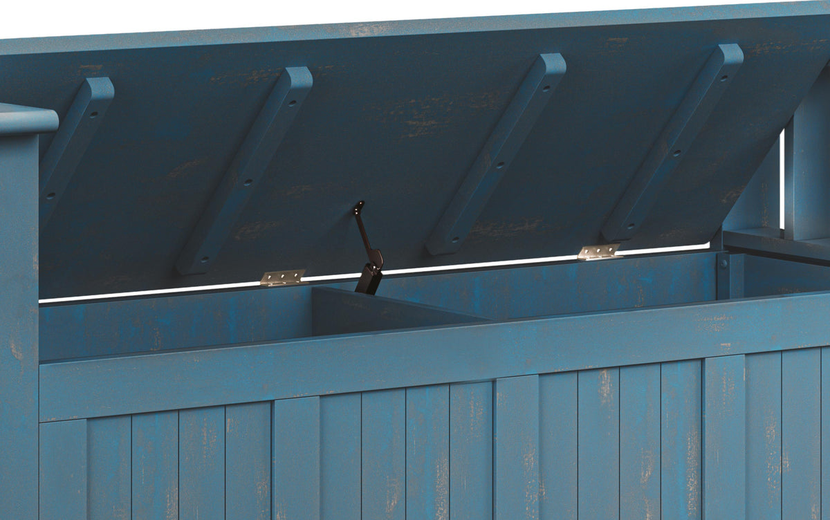 Distressed Coastal Blue | Acadian 48-inch Storage Bench and 36-inch Cabinet