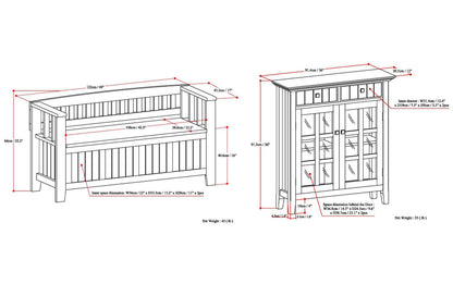 White | Acadian 48-inch Storage Bench and 36-inch Cabinet