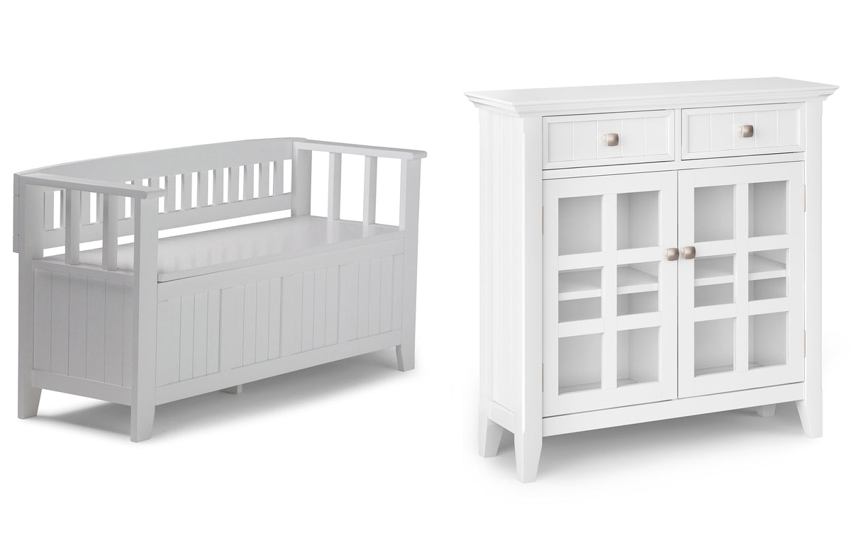 White | Acadian 48-inch Storage Bench and 36-inch Cabinet