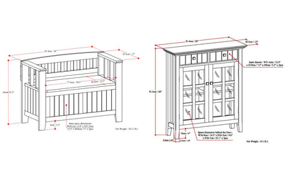 White | Acadian 36-inch Storage Bench and 36-inch Cabinet