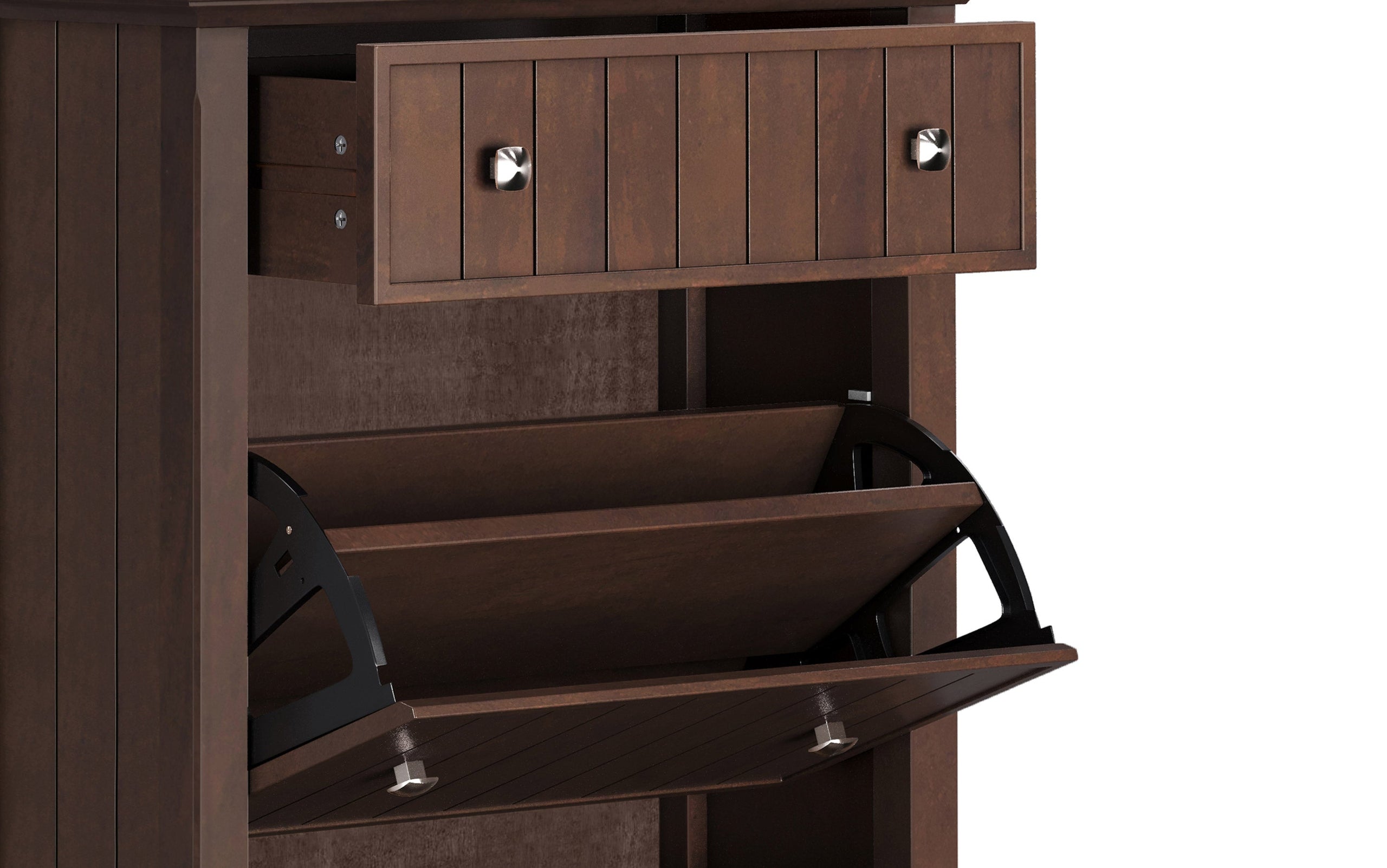 Brunette Brown | Acadian 36-inch Storage Bench and 32-inch Shoe Cabinet