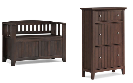 Brunette Brown | Acadian 36-inch Storage Bench and 32-inch Shoe Cabinet
