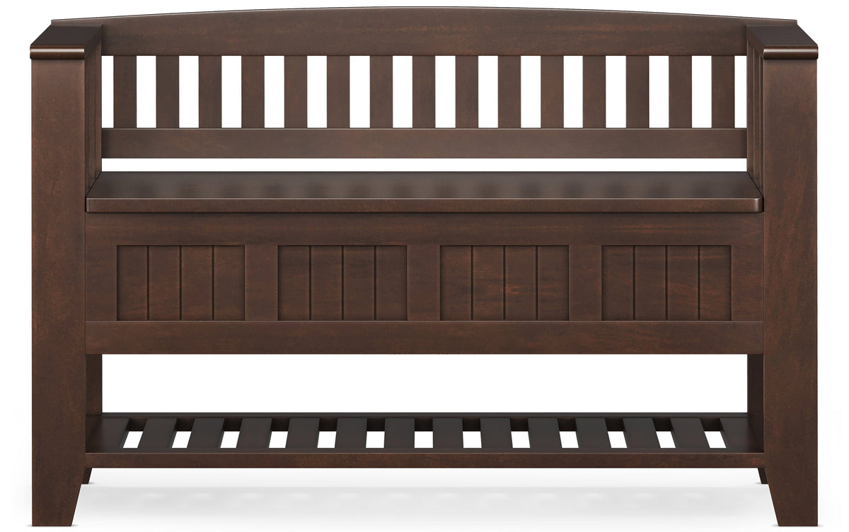 Brunette Brown | Acadian 48-inch Storage Bench with Shelf and 36-inch Cabinet