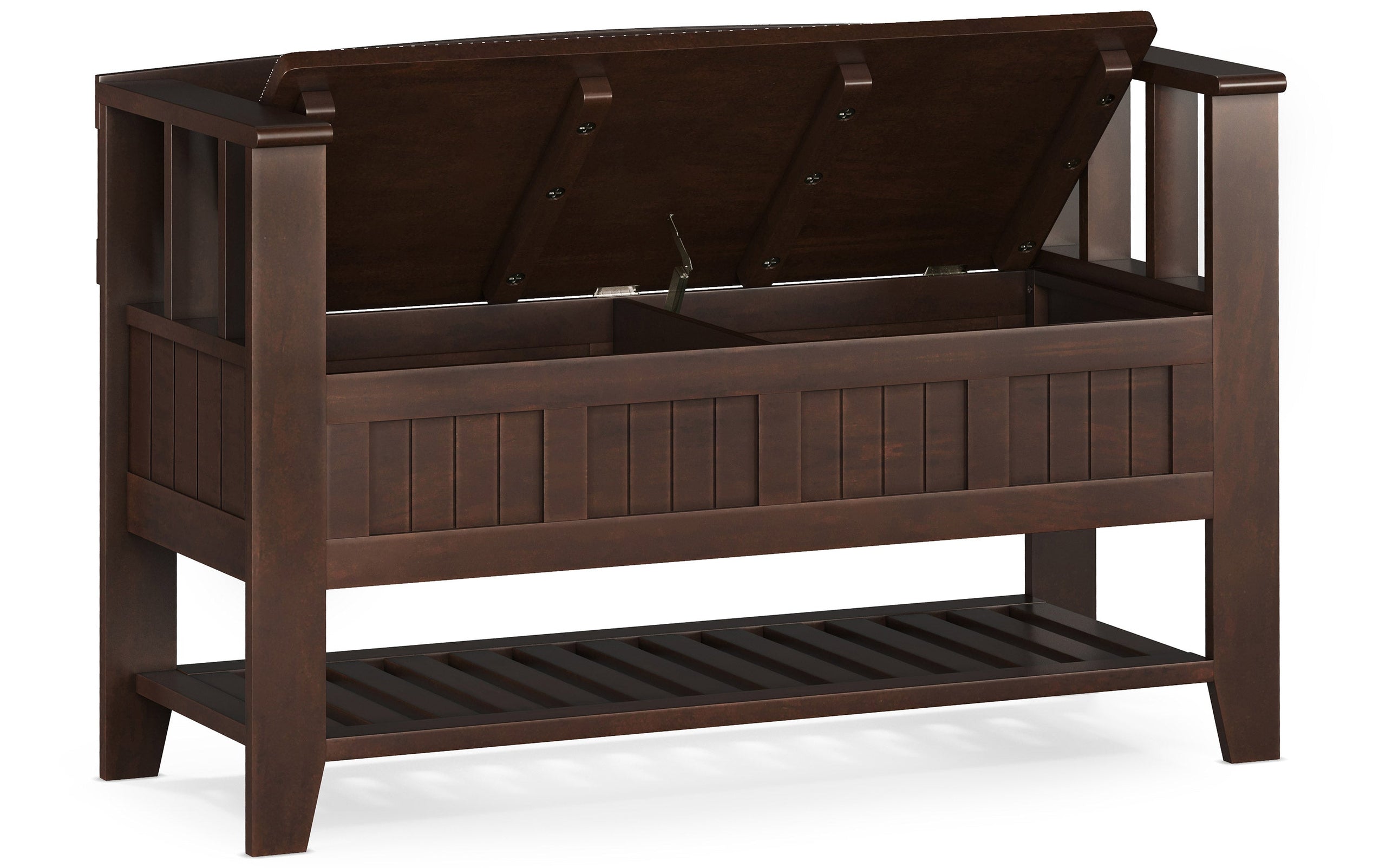 Brunette Brown | Acadian 48-inch Storage Bench with Shelf and 36-inch Cabinet