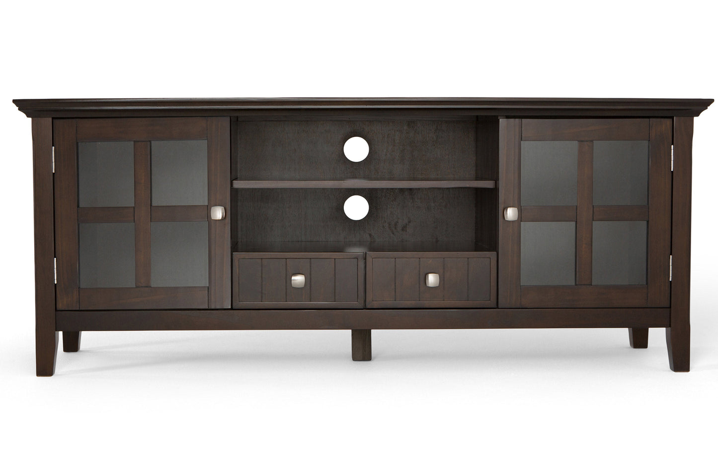 Brunette Brown | Acadian 60 inch TV Stand with 26 inch 5 Shelf Bookcases (Set of 3)