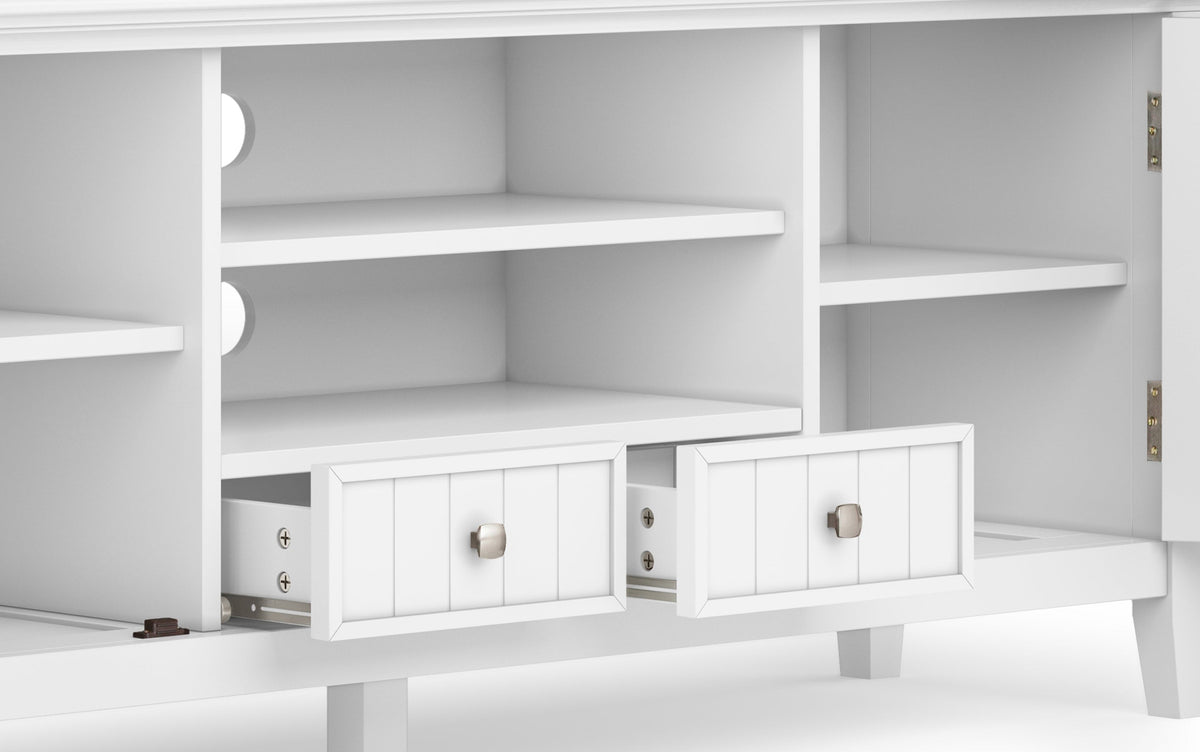 White | Acadian 60 inch TV Stand with 26 inch 5 Shelf Bookcases (Set of 3)