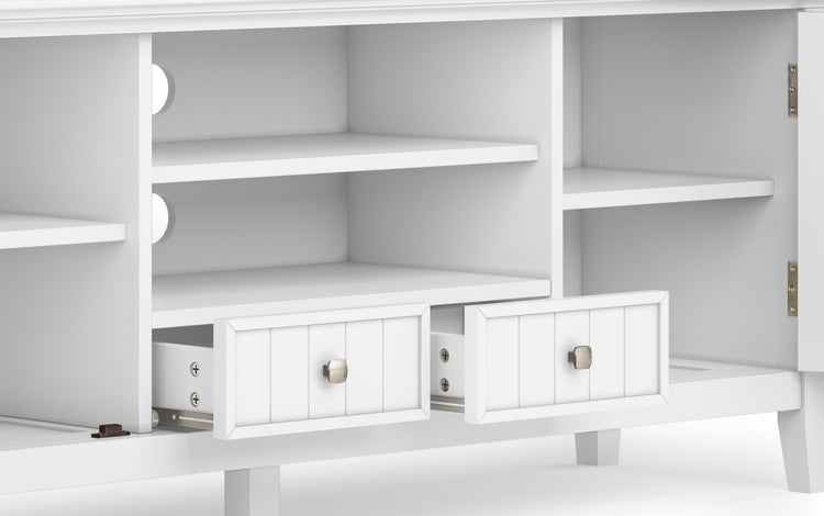 White | Acadian 60 inch TV Stand with 26 inch 5 Shelf Bookcases (Set of 3)