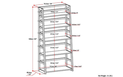 Light Golden Brown | Acadian 30W 5 Shelf Ladder Bookcase (Set of 2)