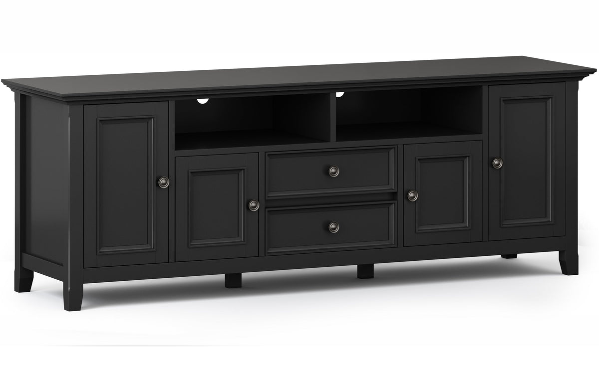 Black | Amherst 72 inch TV Stand with 24 inch 5 Shelf Bookcases (Set of 3)