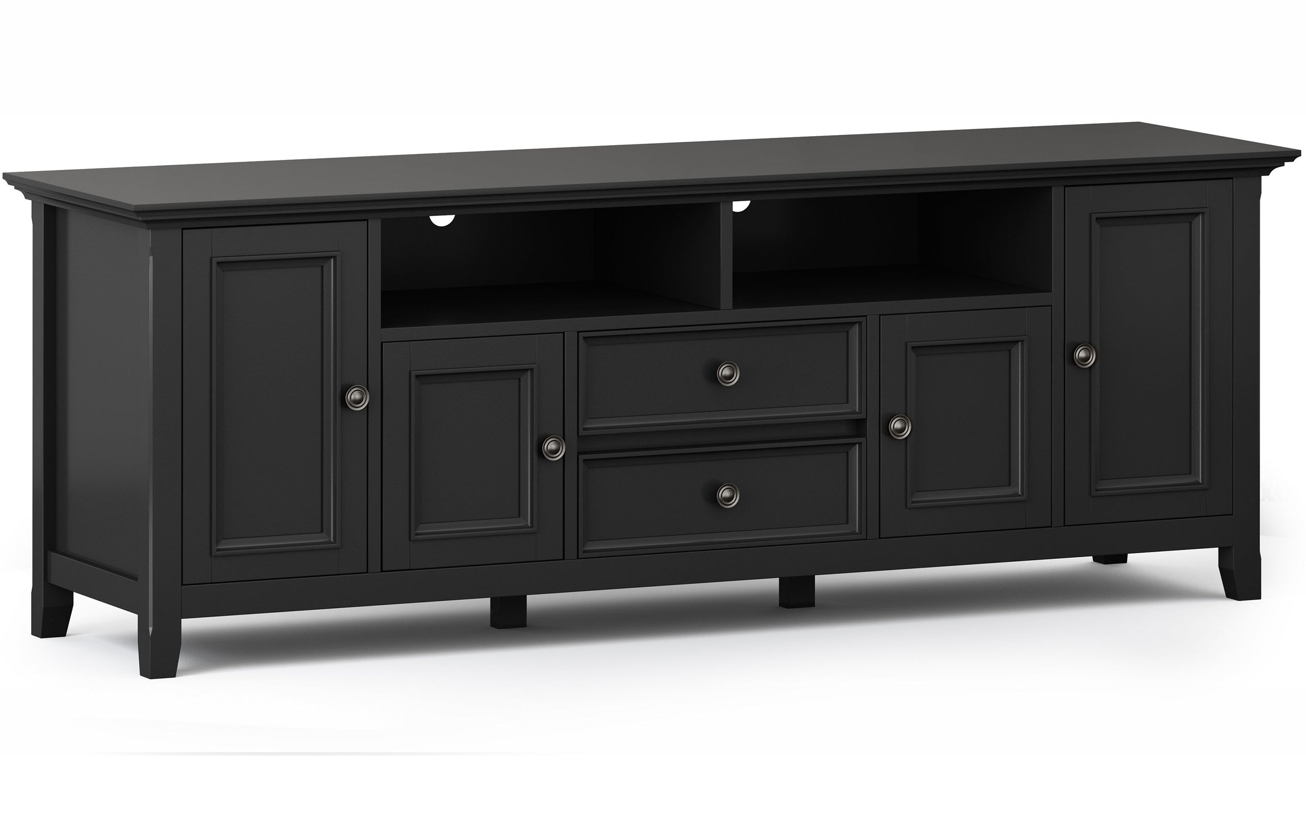 Black | Amherst 72 inch TV Stand with 24 inch 5 Shelf Bookcases (Set of 3)