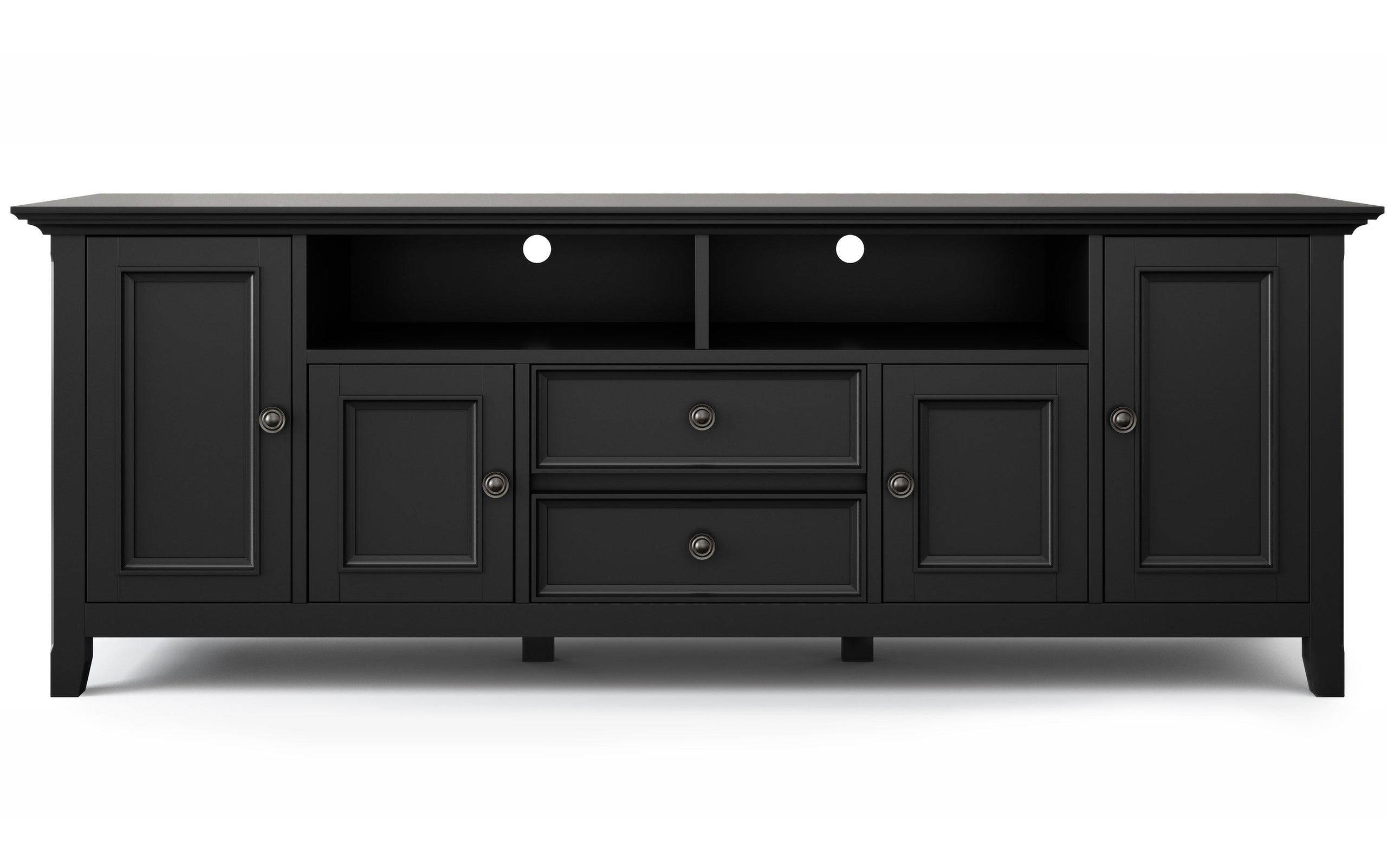 Black | Amherst 72 inch TV Stand with 24 inch 5 Shelf Bookcases (Set of 3)