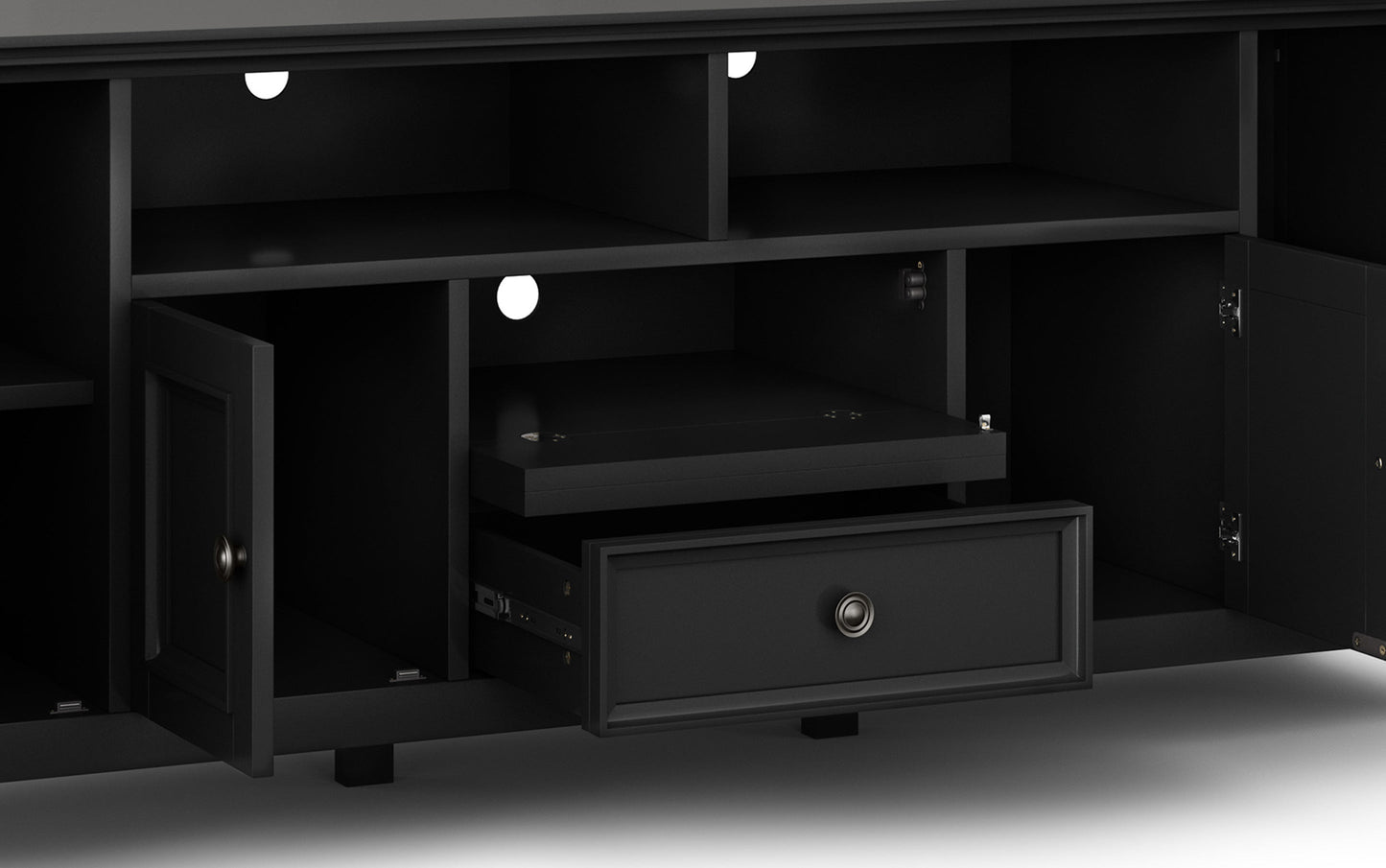 Black | Amherst 72 inch TV Stand with 24 inch 5 Shelf Bookcases (Set of 3)