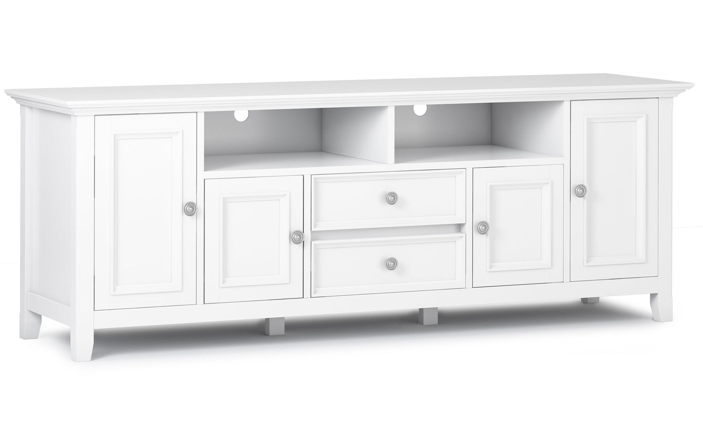 White | Amherst 72 inch TV Stand with 24 inch 5 Shelf Bookcases (Set of 3)