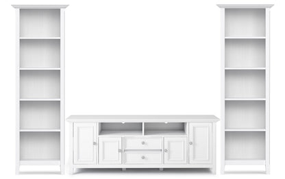 White | Amherst 72 inch TV Stand with 24 inch 5 Shelf Bookcases (Set of 3)