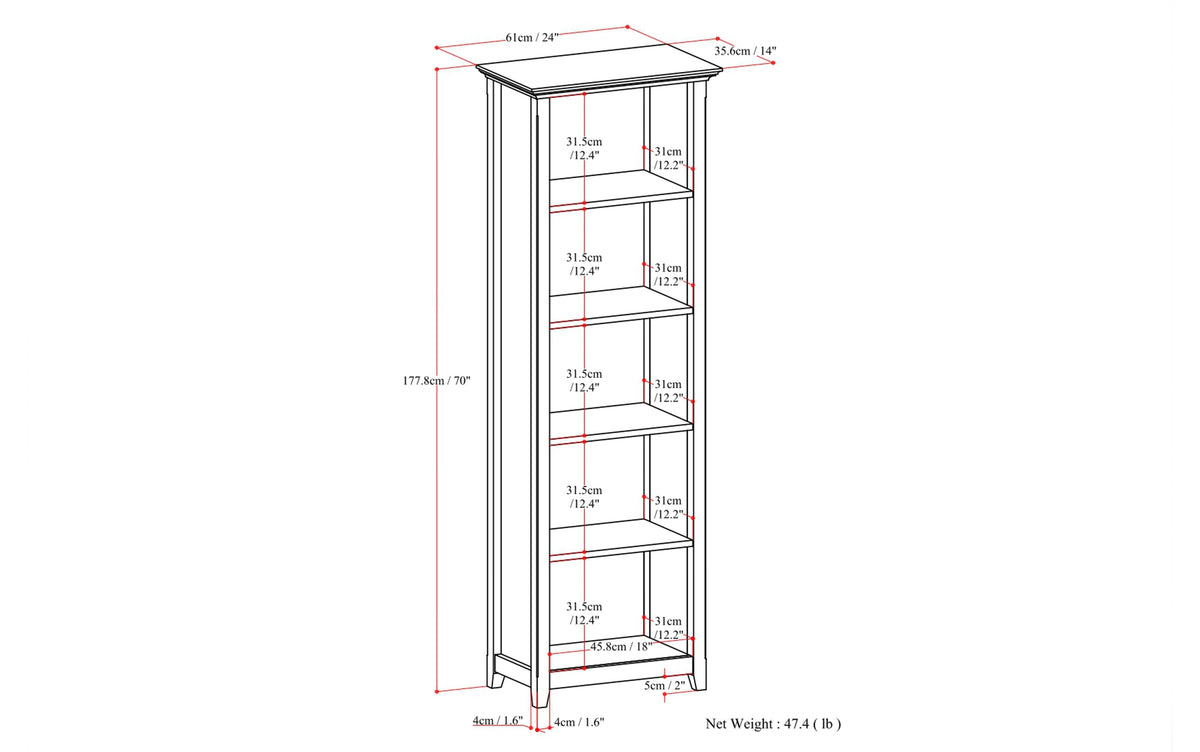 Amherst 54 inch TV Stand with 24 inch 5 Shelf Bookcases (Set of 3)