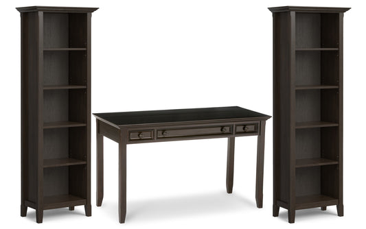 Hickory Brown | Amherst Solid Wood 54 inch Desk with 24 inch Bookcases (Set of 3)