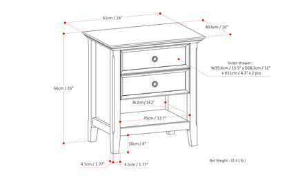 White | Amherst 24 inch Bedside Table (Set of 2)