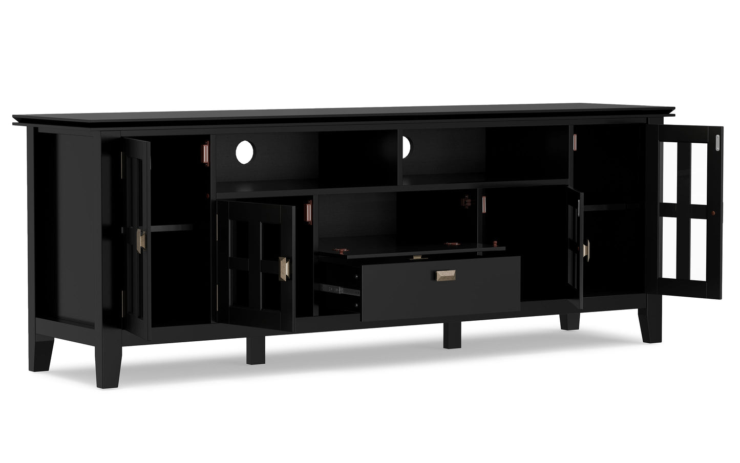 Black | Artisan 72 inch TV Stand with 26 inch 5 Shelf Bookcases (Set of 3)