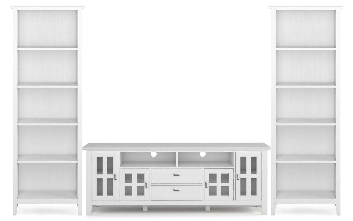 White | Artisan 72 inch TV Stand with 26 inch 5 Shelf Bookcases (Set of 3)