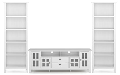 White | Artisan 72 inch TV Stand with 26 inch 5 Shelf Bookcases (Set of 3)