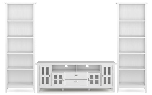 White | Artisan 72 inch TV Stand with 26 inch 5 Shelf Bookcases (Set of 3)