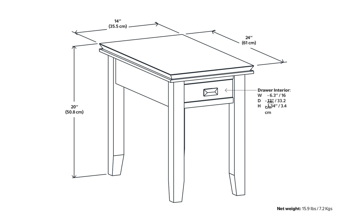 Russet Brown | Artisan 14 inch Narrow Side Table (Set of 2)