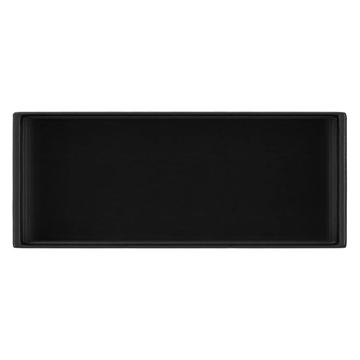Distressed Black Distressed Vegan Leather | Avalon 3 Trays Ottoman in Distressed Vegan Leather