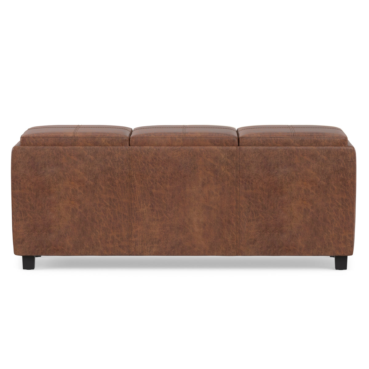 Distressed Saddle Brown Distressed Vegan Leather | Avalon 3 Trays Ottoman in Distressed Vegan Leather