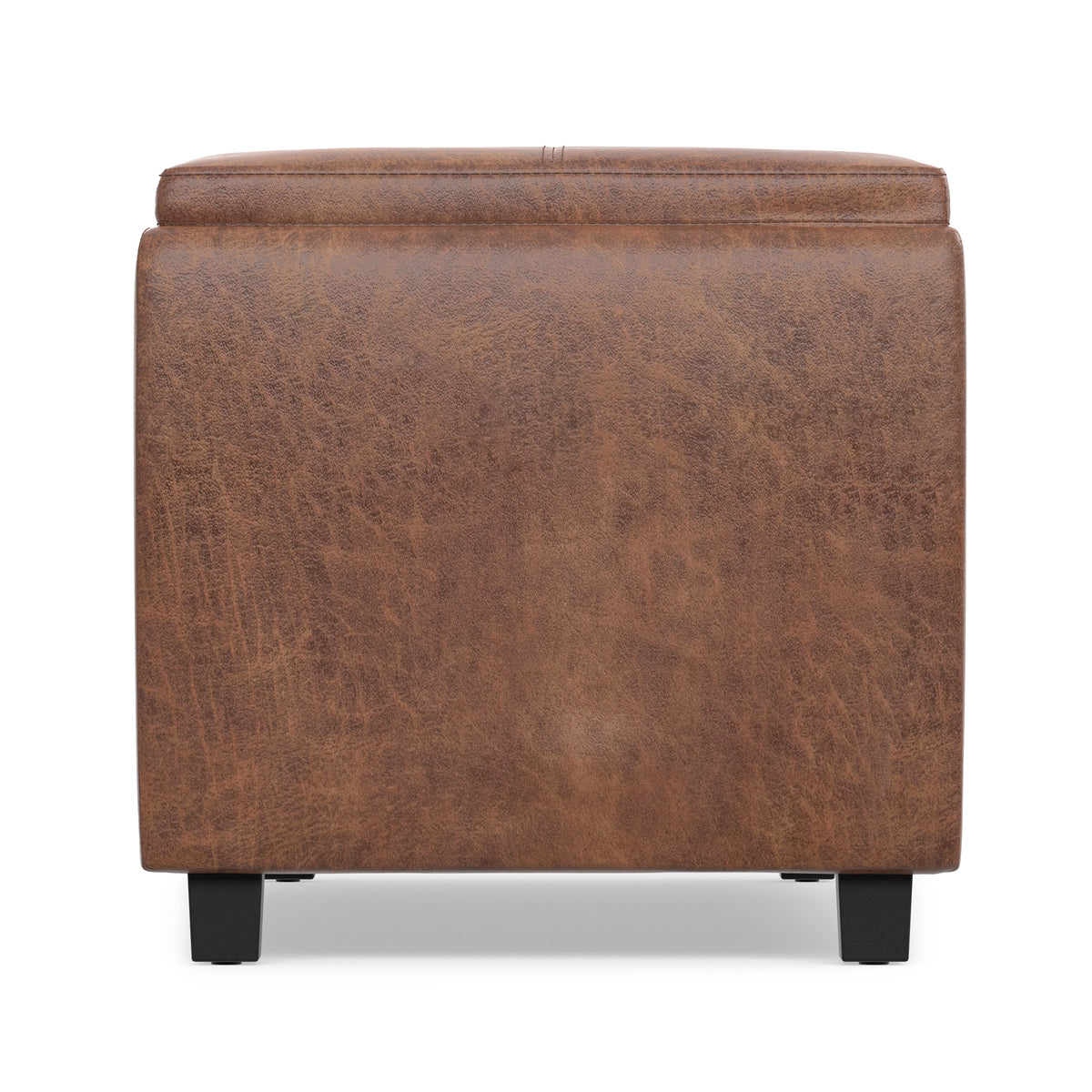 Distressed Saddle Brown Distressed Vegan Leather | Avalon 3 Trays Ottoman in Distressed Vegan Leather