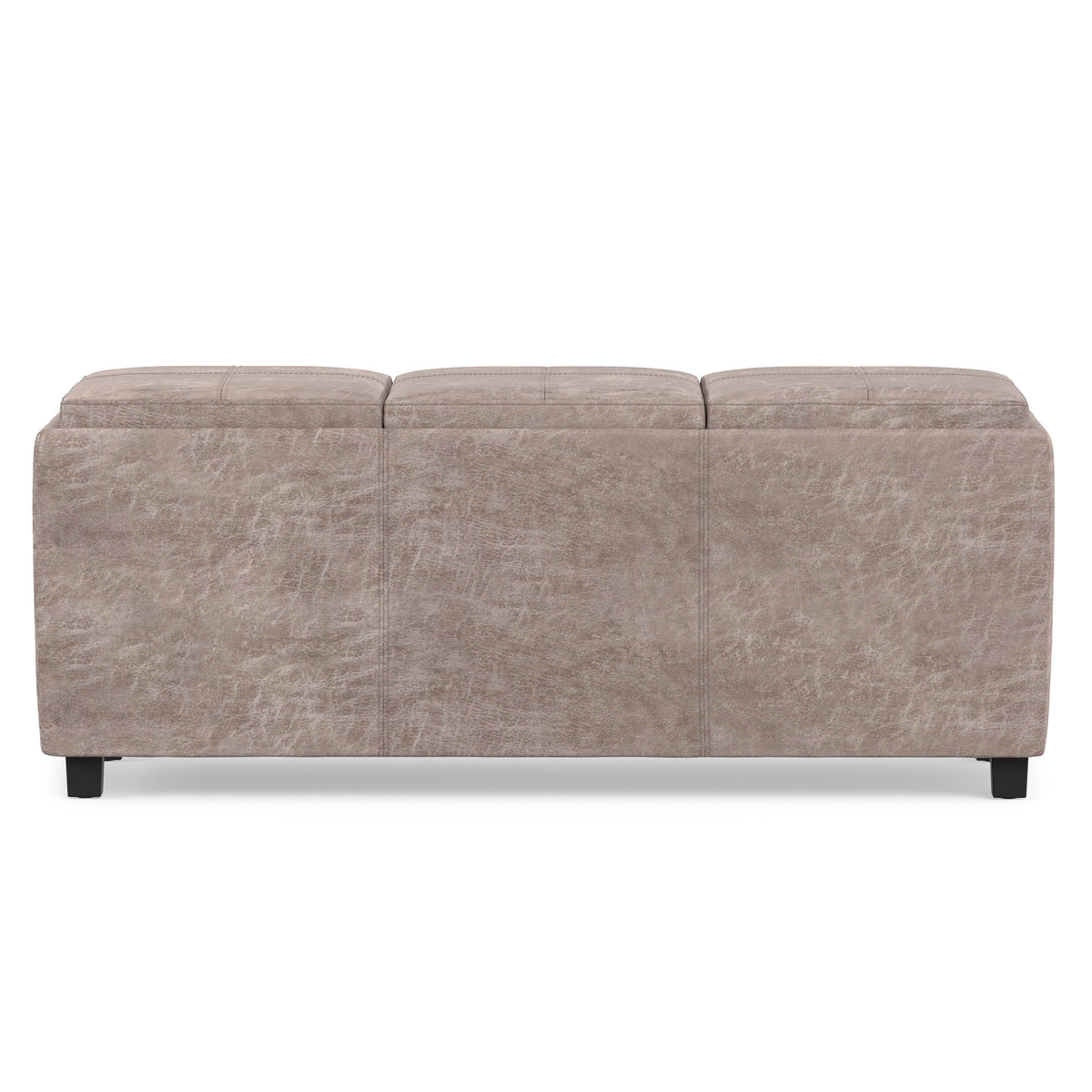 Distressed Grey Taupe Distressed Vegan Leather | Avalon 3 Trays Ottoman in Distressed Vegan Leather