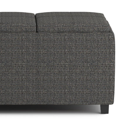 Ebony Tweed Style Fabric | Avalon Linen Look Storage Ottoman with Three Trays
