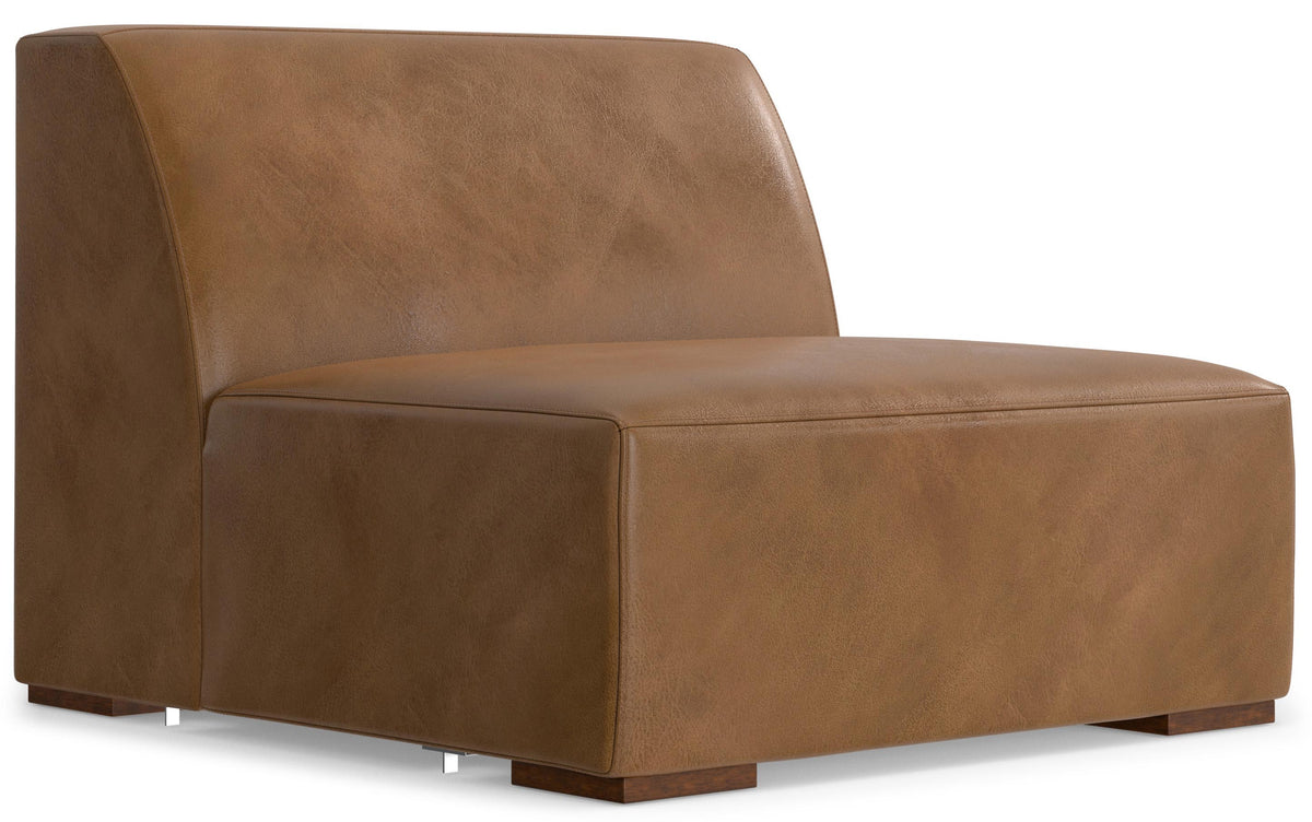 Caramel Brown Genuine Leather | Rex 2 Seater Sofa and Right Chaise in Genuine Leather