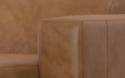 Caramel Brown Genuine Leather | Rex 2 Seater Sofa and Right Chaise in Genuine Leather