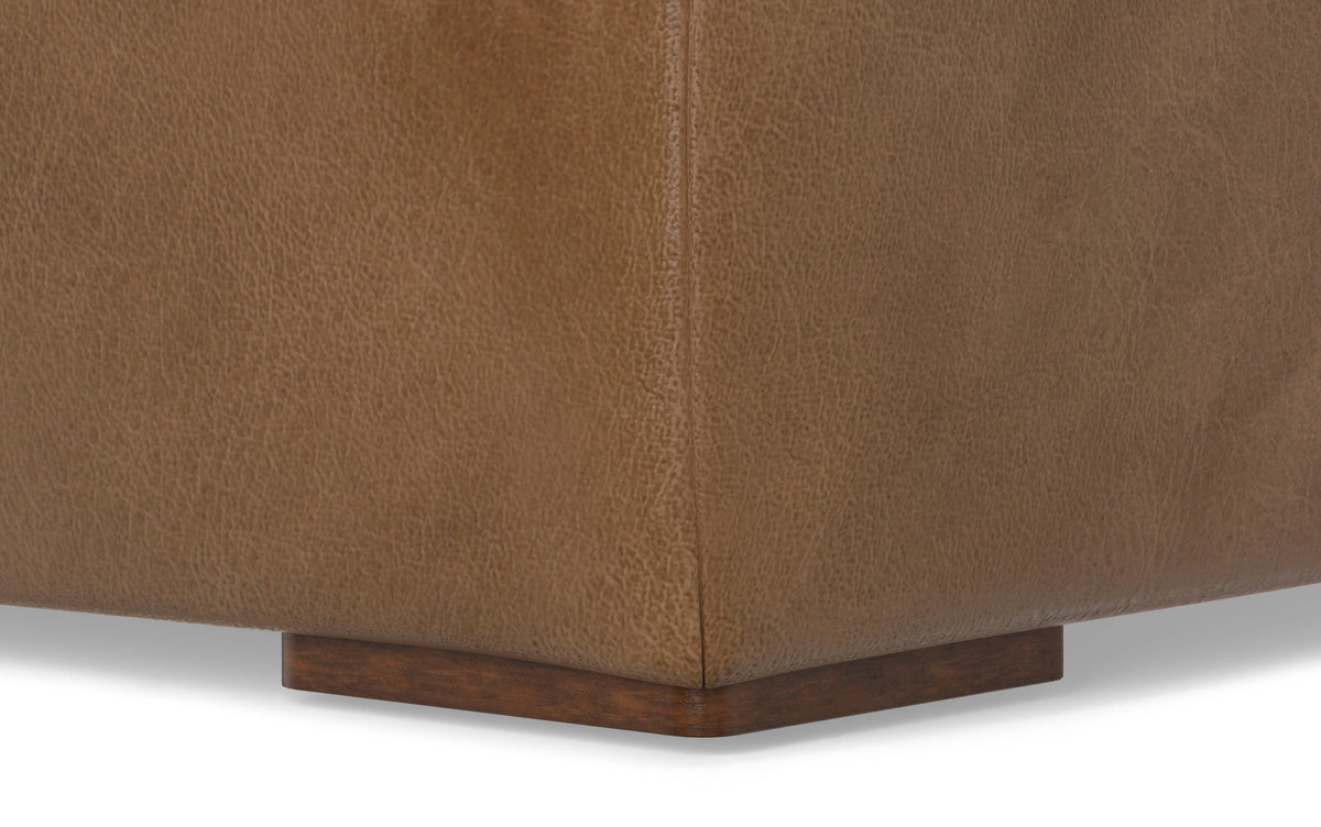 Caramel Brown Genuine Leather | Rex 2 Seater Sofa and Right Chaise in Genuine Leather