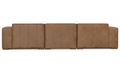Caramel Brown Genuine Leather | Rex 2 Seater Sofa and Right Chaise in Genuine Leather