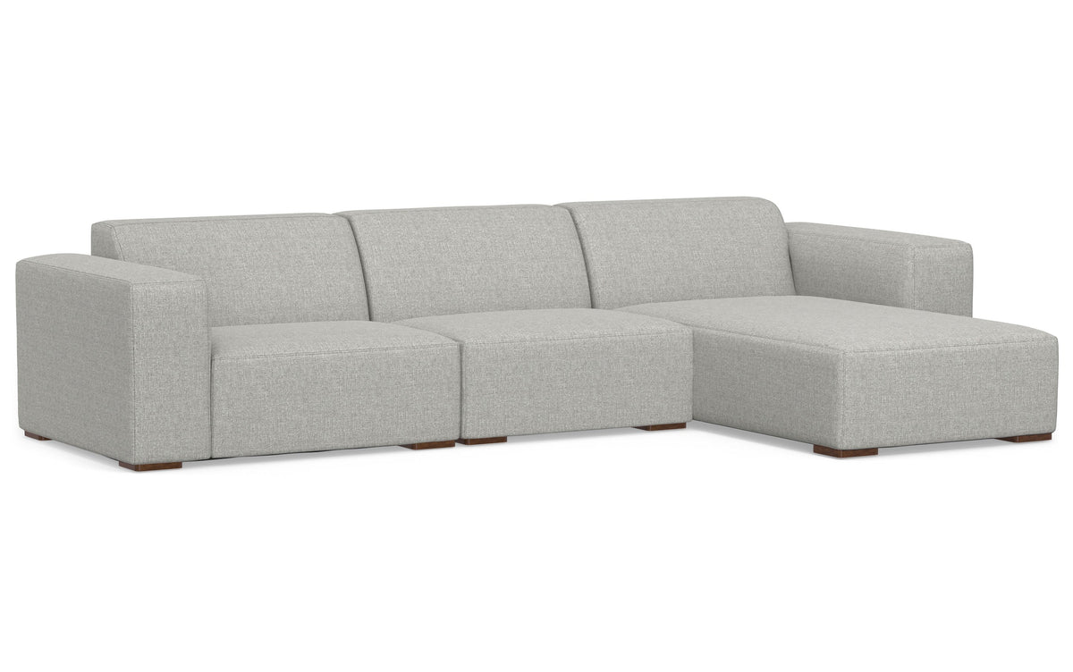 Pale Grey Performance Fabric | Rex 2 Seater Sofa and Right Chaise in Performance Fabric