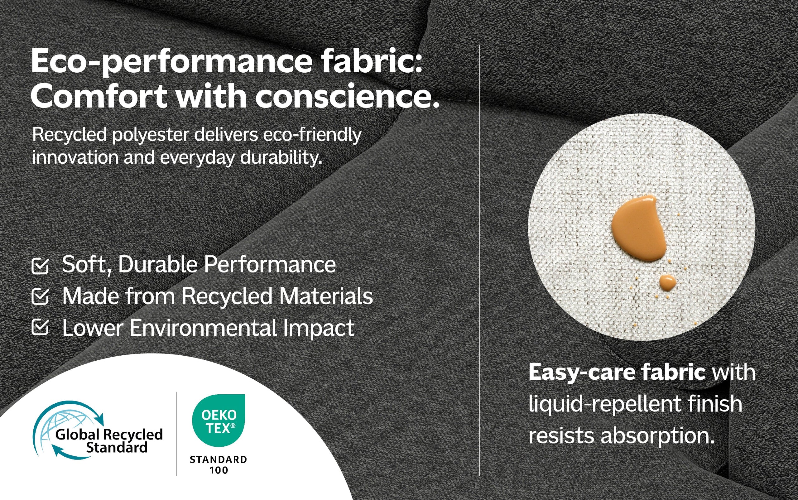 Pale Grey Performance Fabric | Rex 2 Seater Sofa and Right Chaise in Performance Fabric