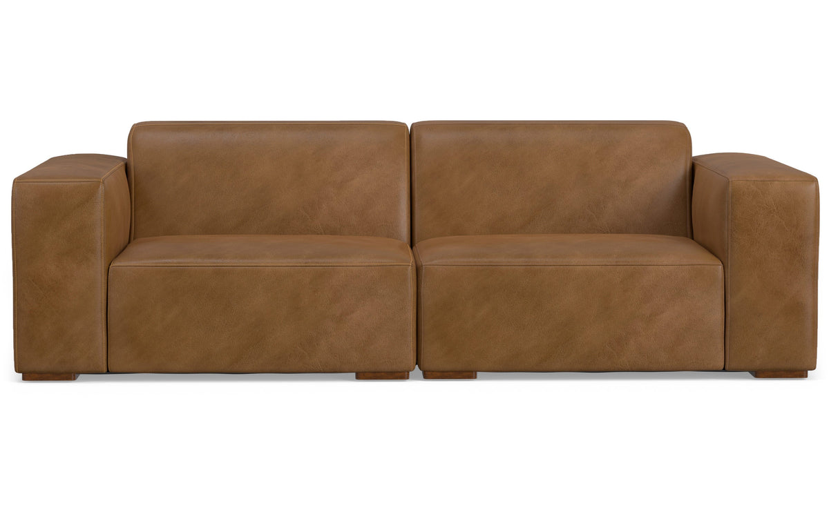 Caramel Brown Genuine Leather | Rex 2 Seater Sofa in Genuine Leather