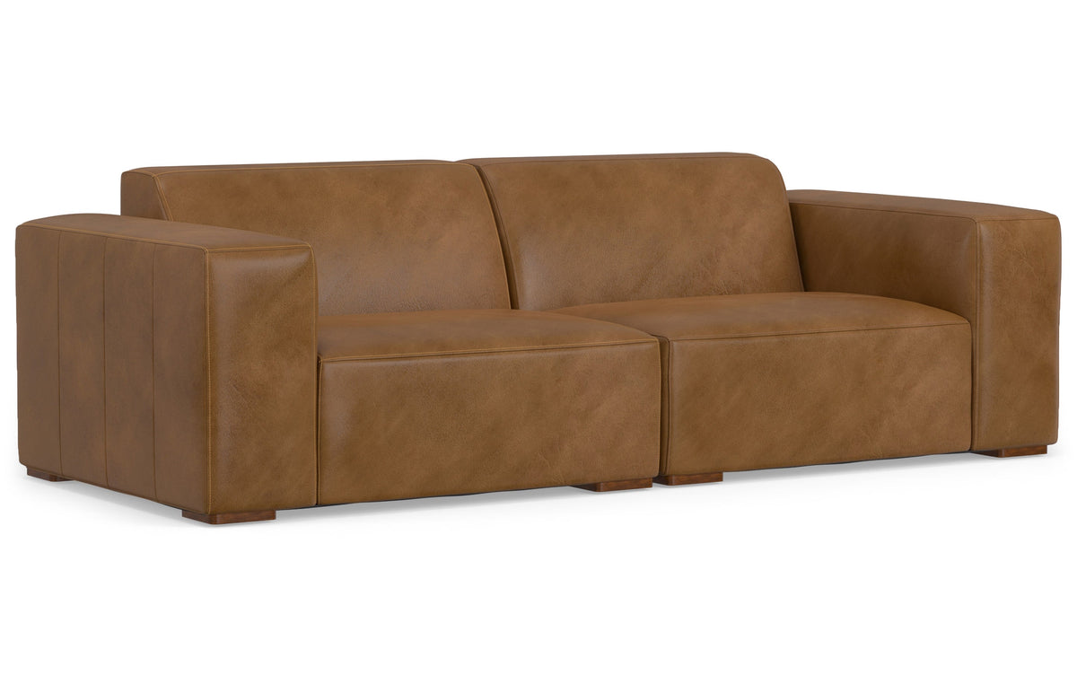 Caramel Brown Genuine Leather | Rex 2 Seater Sofa in Genuine Leather